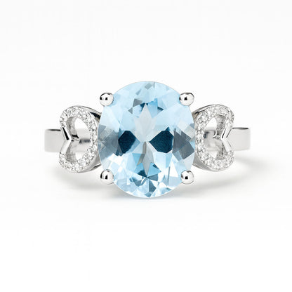 טבעת מכסף טהור "מישל" עם אבן בלו טופז