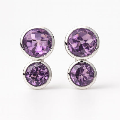 עגילי כסף "קורין" עם אבני אמטיסט