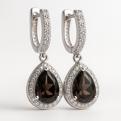 DIANA עגילי כסף טהור עם אבני סמוקי