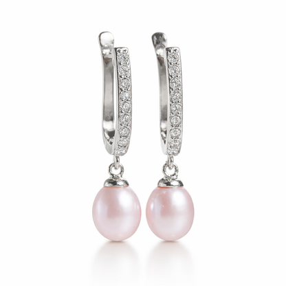 BAR עגילי כסף עם פנינה