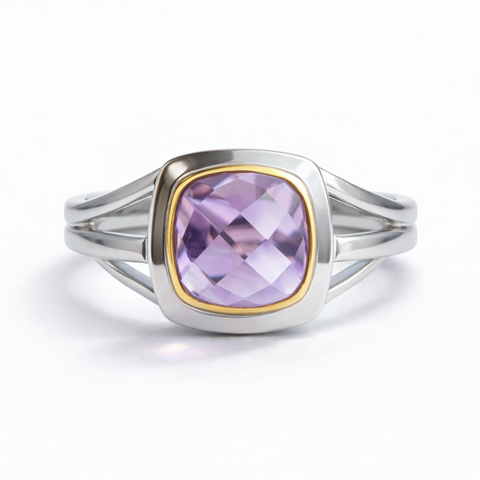 טבעת כסף "אלין" עם אבן אמטיסט