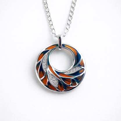 שרשרת כסף עם תליון אמייל טווס כחול