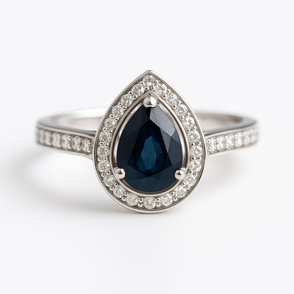 JULY טבעת כסף עם אבן ספיר