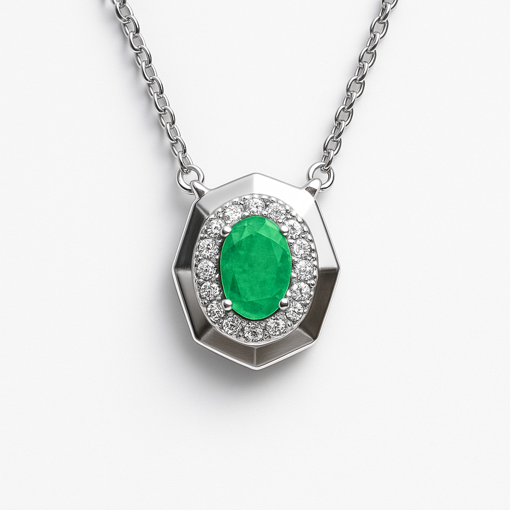 תליון כסף "גפן" עם אבן אמרלד