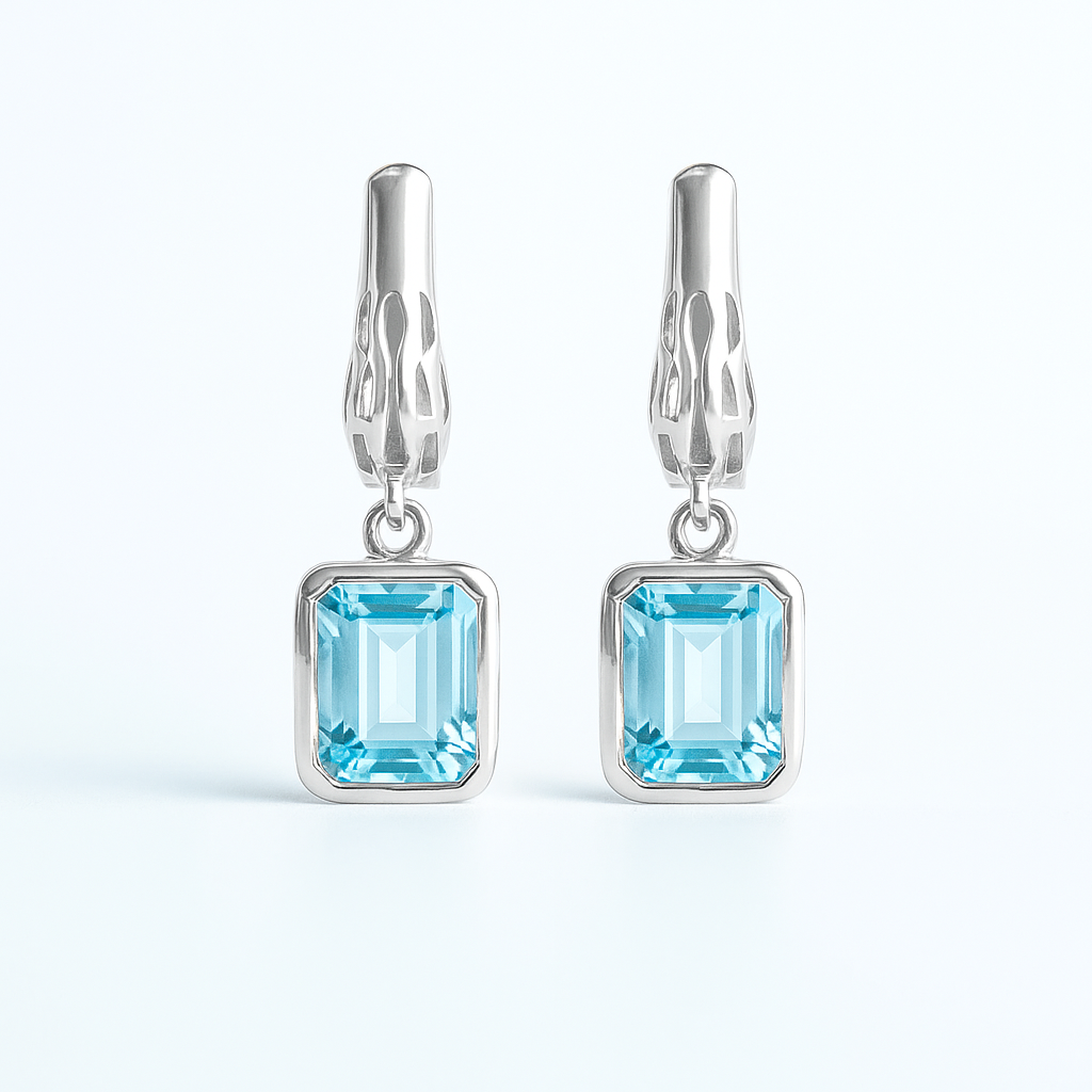 עגיל כסף "בלייר" עם אבני בלו טופז