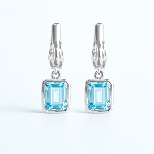 עגיל כסף "בלייר" עם אבני בלו טופז