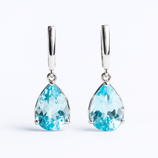 עגיל כסף "אליסיה" עם אבני בלו טופז