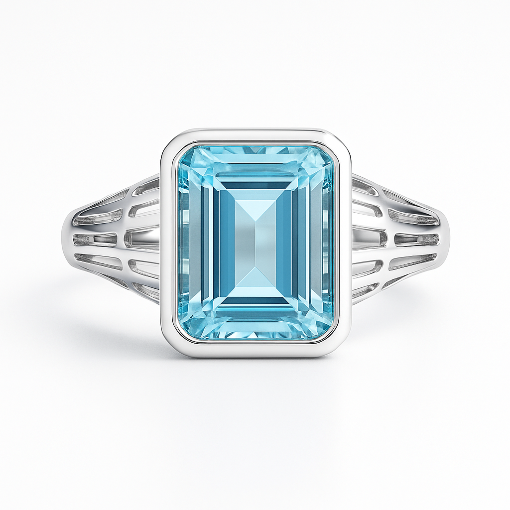 טבעת כסף "בלייר" עם בלו טופז