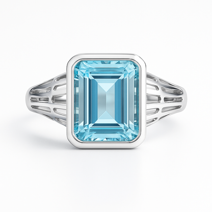 טבעת כסף "בלייר" עם בלו טופז