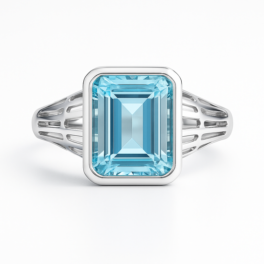 טבעת כסף "בלייר" עם בלו טופז