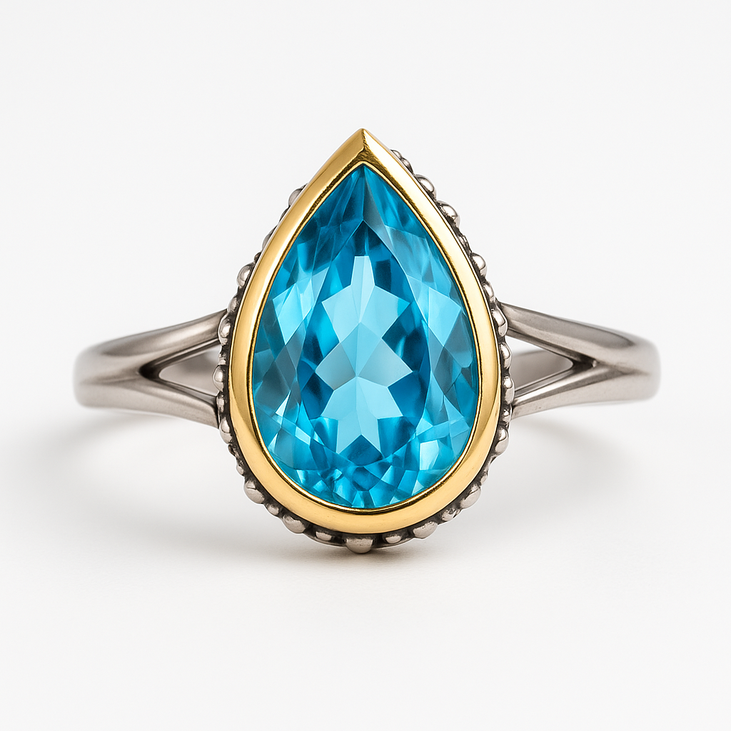 טבעת כסף "שיה" עם בלו טופז