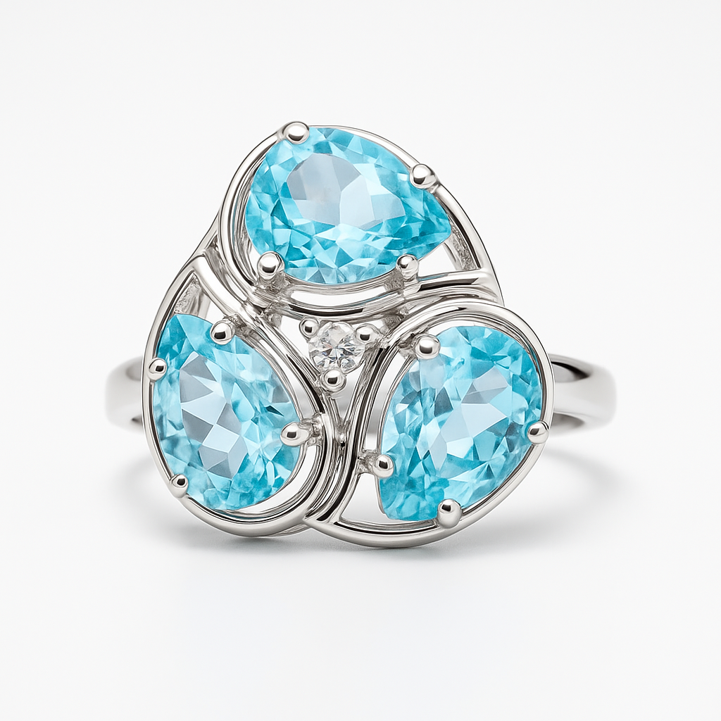 טבעת כסף "מרין" עם בלו טופז