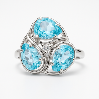 טבעת כסף "מרין" עם בלו טופז