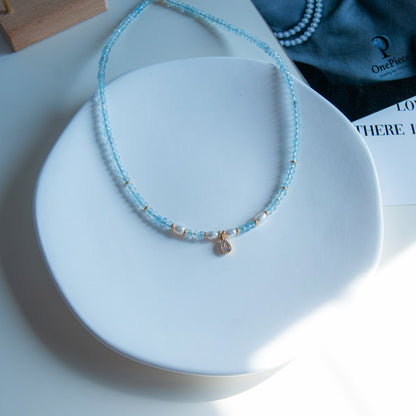 EDEN שרשרת אבני אקוומרין