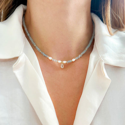 EDEN שרשרת אבני אקוומרין