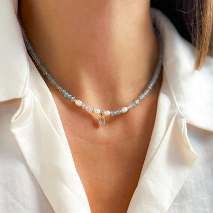 EDEN שרשרת אבני אקוומרין