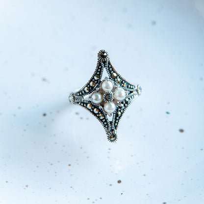 EDWINA  טבעת כסף עם פנינה