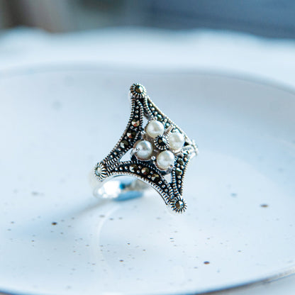 EDWINA  טבעת כסף עם פנינה