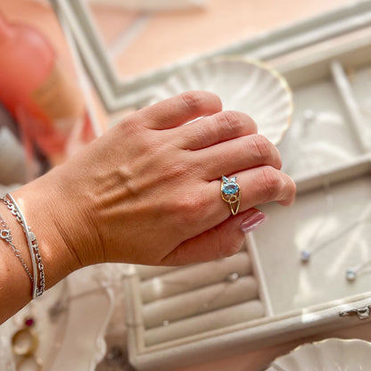 טבעת כסף "לינדה" עם אבני טופז בציפוי זהב