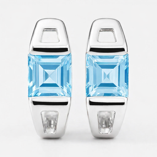 עגילי כסף "מונה" עם אבני בלו טופז