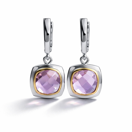 עגילי כסף "אלין" עם אבני אמטיסט