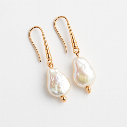 G HEART עגילי פנינה שטוחה