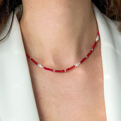 RED שרשרת בשילוב פנינים