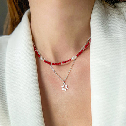 RED שרשרת בשילוב פנינים