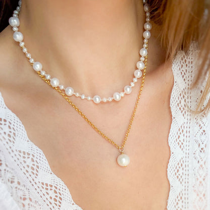 MORAN שרשרת גולדפילד עם פנינה