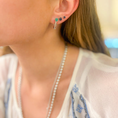 עגילי כסף "קרינה" עם אבן אמרלד