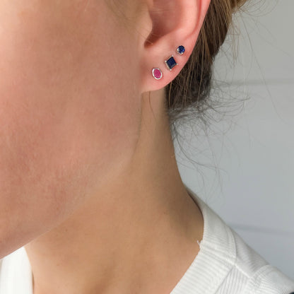 עגילי כסף טסיל עם אבן רובי