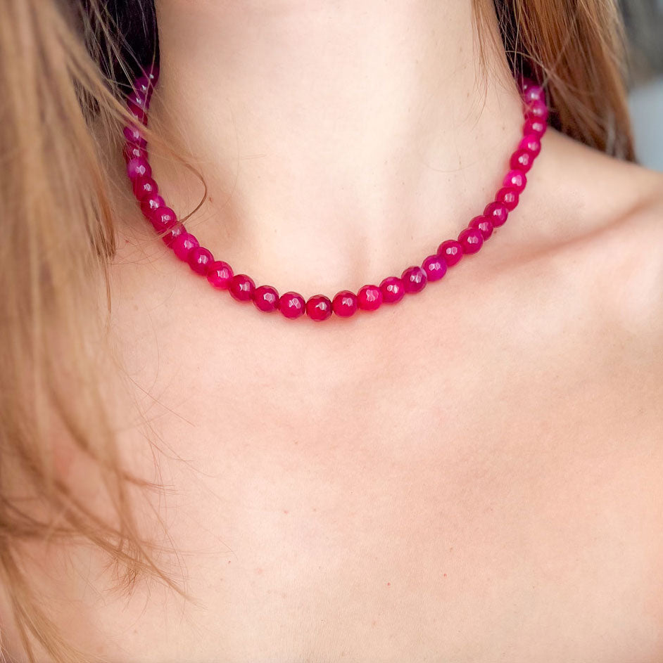 שרשרת ליה מאבני אגת ורודה