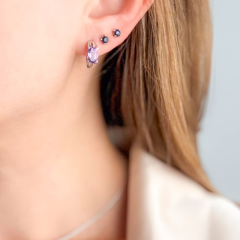 עגילי כסף "ג'ני" עם אבני אמטיסט