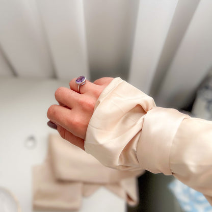 טבעת כסף "קידמן" עם אבן אמטיסט