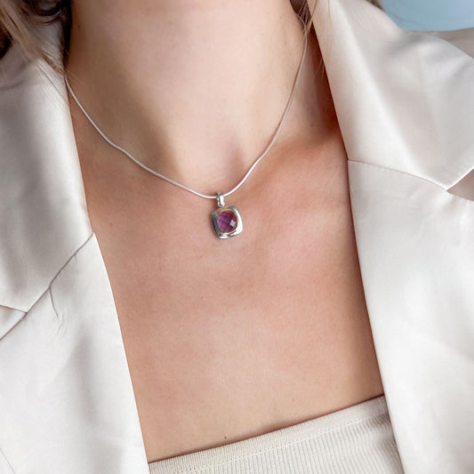 תליון כסף "אלין" עם אבן אמטיסט