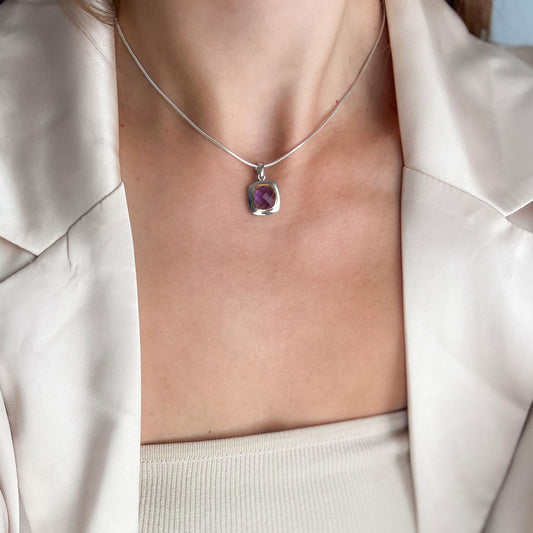 תליון כסף "אלין" עם אבן אמטיסט