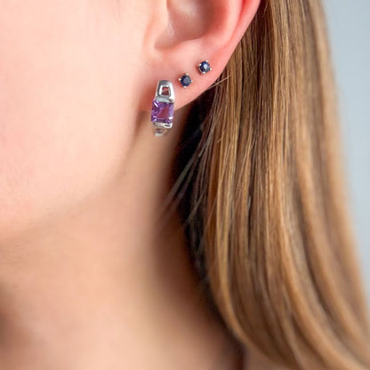 עגילי כסף "מונה" עם אבני אמטיסט