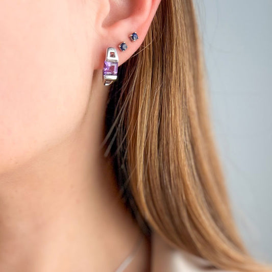 עגילי כסף "מונה" עם אבני אמטיסט