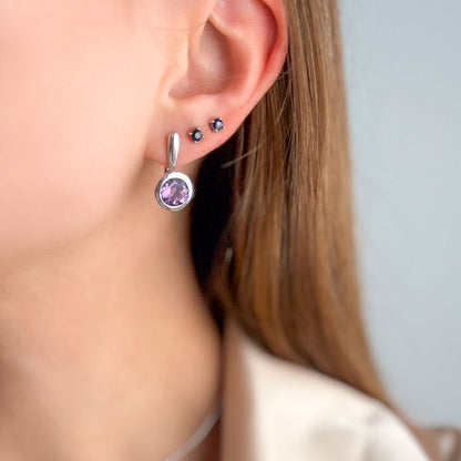 עגילי כסף "ניקול" עם אבני אמטיסט