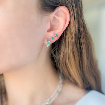 עגילי כסף "ג'ני" עם אבני אמרלד