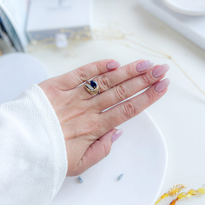 טבעת כסף "לוהן" עם אבן ספיר