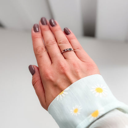 טבעת כסף "אוליב" עם אבני טורמלין צבעוניות