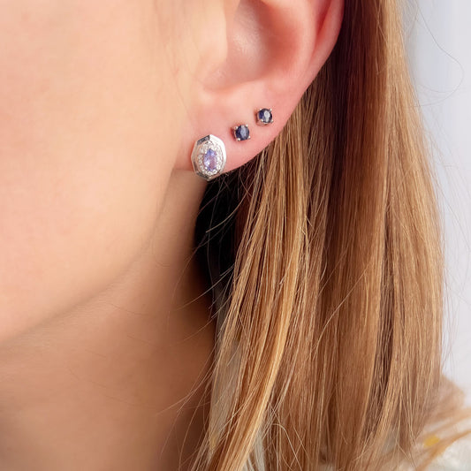 עגילי כסף "גפן" עם אבני טנזנייט