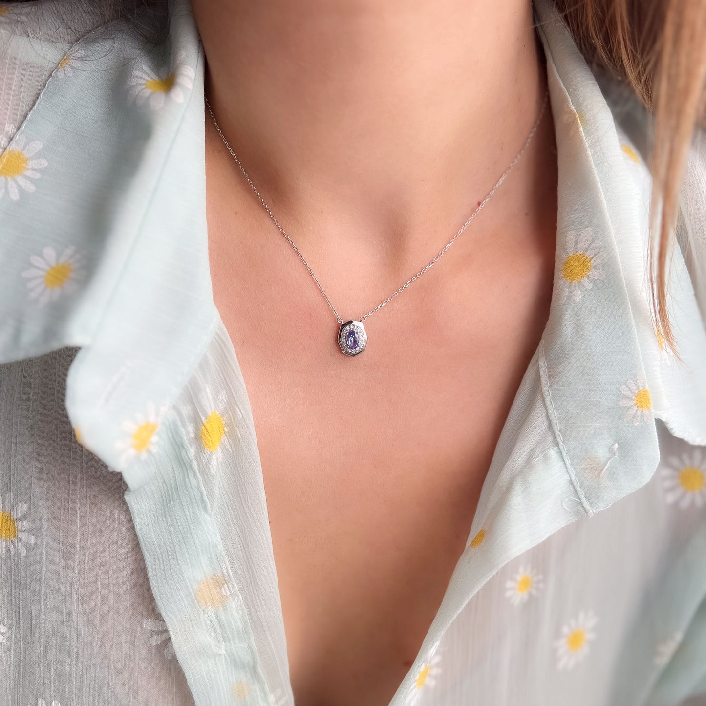 תליון כסף "גפן" עם אבן טנזנייט