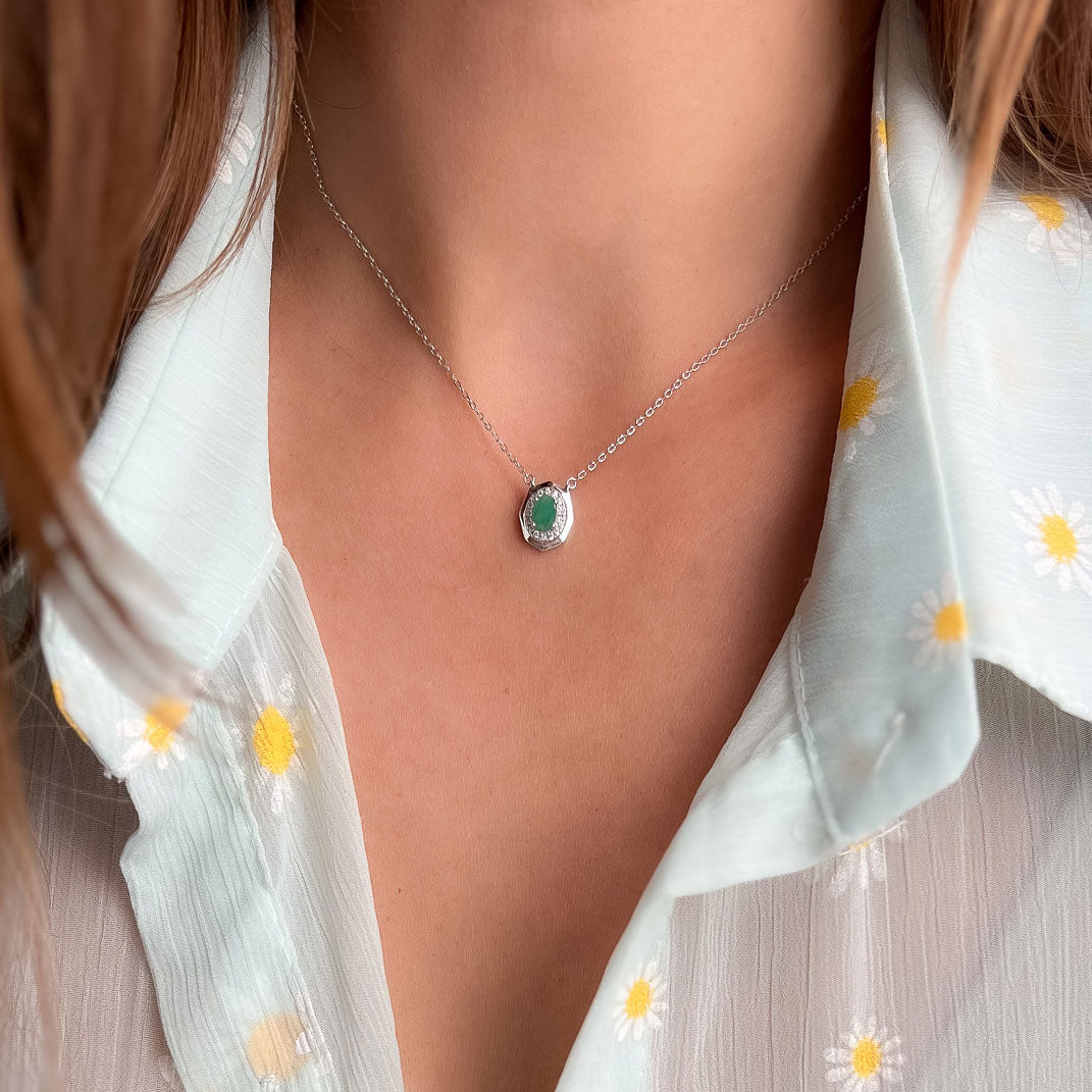 תליון כסף "גפן" עם אבן אמרלד