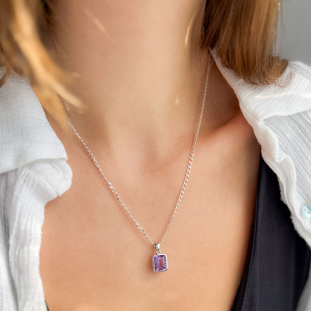 MADY תליון כסף עם אבן אמטיסט