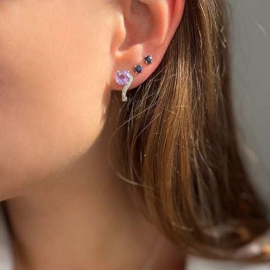 עגילי כסף "קלואי" עם אבני אמטיסט