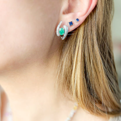 עגילי כסף "קטי" עם אבני אמרלד