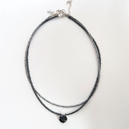 שרשרת המטיט כסף 925 צמודה - תליון אבן שחורה