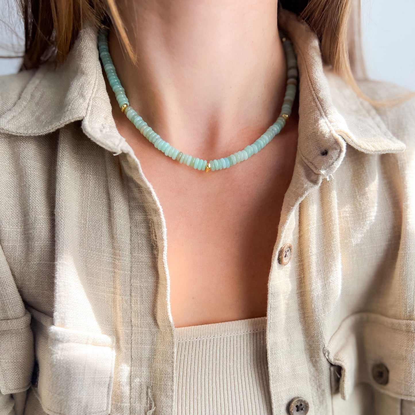 שרשרת לורן מאבני אמזונייט